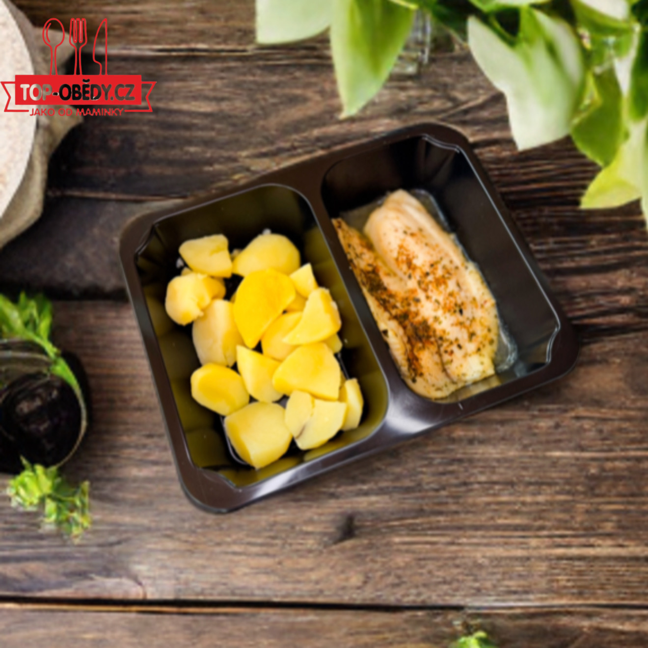 Přírodní filé z tilápie na másle, vařené brambory (fitness), 350g celá porce/ 100g ryba, 120,- Kč
