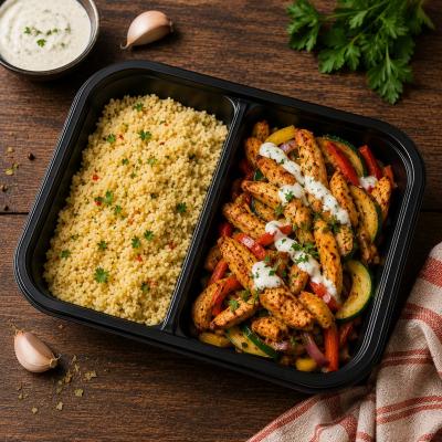 Kuřecí gyros nudličky na zelenině, kuskus (fitness), 350g celá porce/ 100g maso