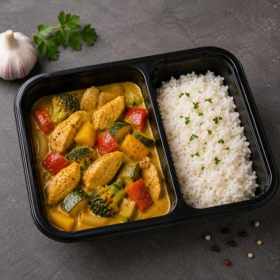 Kuřecí směs se zeleninou a kari, dušená rýže (fitness), 350g celá porce