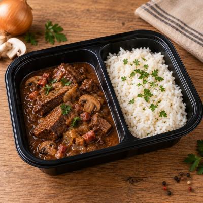 Burgundská hovězí pečeně s rýží, 350g celá porce/ 100g maso