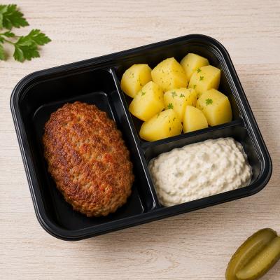 Ďábelský sekaný řízek, vařené brambory, tatarská omáčka, 350g celá porce/ 100g maso