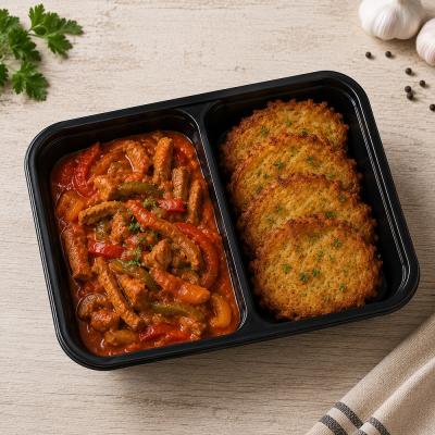 Vepřová směs po cikánsku, bramboráčky, 350g celá porce