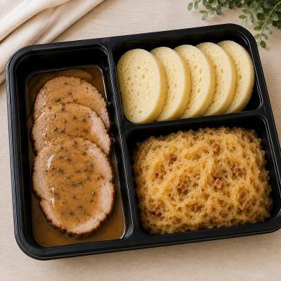 Vepřová pečeně na kmíně, dušené zelí, bramborový knedlík (česká klasika jako od maminky), 350g celá porce/ 100g maso