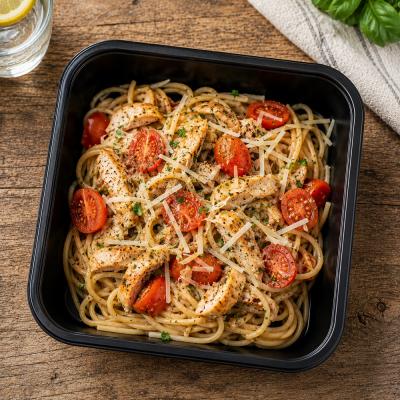 Špagety s kuřecím masem, rajčaty a parmazánem (fitness), 350g celá porce