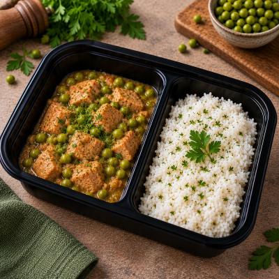 Vepřové kostky na hrášku, rýže (česká klasika jako od maminky), 350g celá porce/ 100g maso