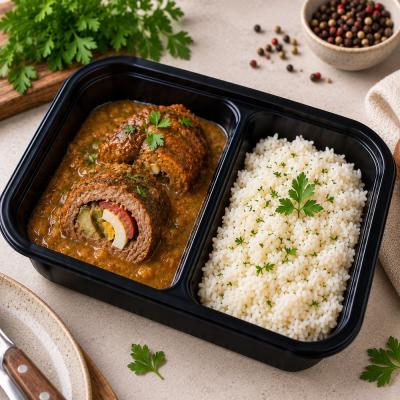 Španělský ptáček, dušená rýže, 350g celá porce/ 100g maso