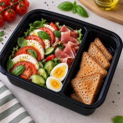 Caprese talíř s mozzarellou, šunkou, vejcem, zeleninou a toastem (fitness), 350g celá porce/ 100g maso