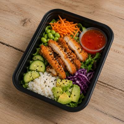 Poke bowl s kuřecími stripsy a sweet chilli omáčkou (fitness), 350g celá porce