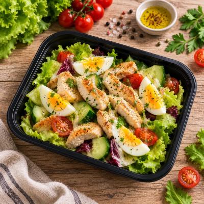 Listový salát s kuřecím masem a vejcem, 350g celá porce